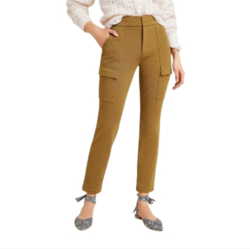 Anthropologie The Essential Slim Cargo Pants Brown Size 8 Ankle Length